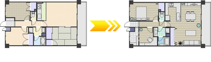 マンションの間取り変更図